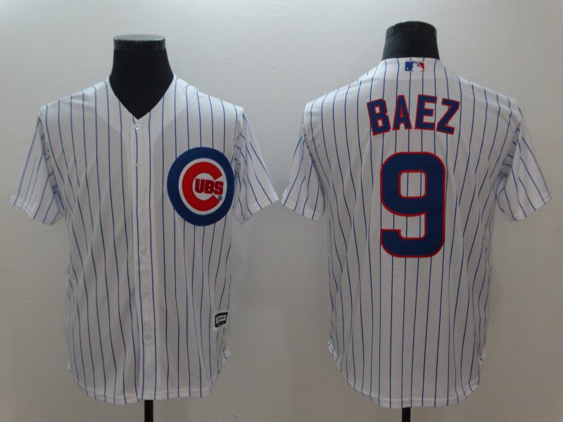 Men Chicago Cubs #9 Baez White Game MLB Jerseys